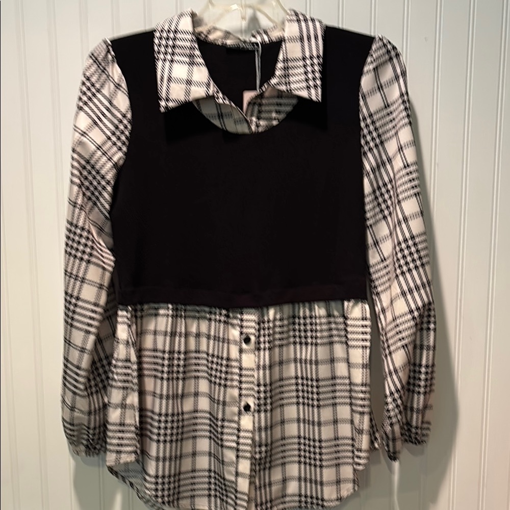 NWT Emery Rose Layered Blouse With Elastic Sleeves size XL